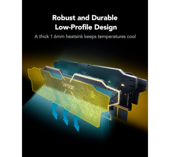 Lexar Модуль пам'яті для комп'ютера DDR5 32GB (2x16GB) 6000 MHz Thor Black Lexar (LD5U16G60C38LG-RGD)