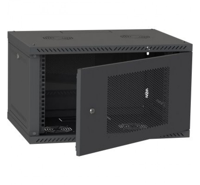 Ipcom Шафа настінна Ipcom 6U, 600*600, перфоровані дверцята, RAL9005 (СН-6U-060х060-ДП-9005)