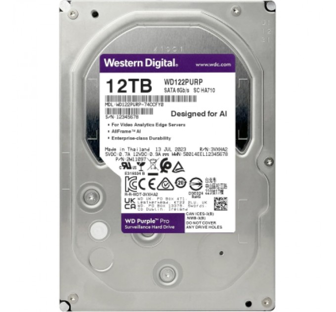 WD Жорсткий диск 3.5" 12TB WD (WD122PURP)