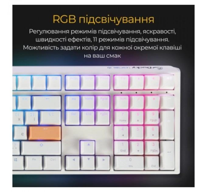 Ducky Клавіатура Ducky One 3 Cherry MX Speed Silver RGB UA USB White (DKON2108ST-PUAPXPWWWSC1)