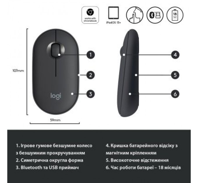 Logitech Мишка Logitech M350 Graphite (910-005718)