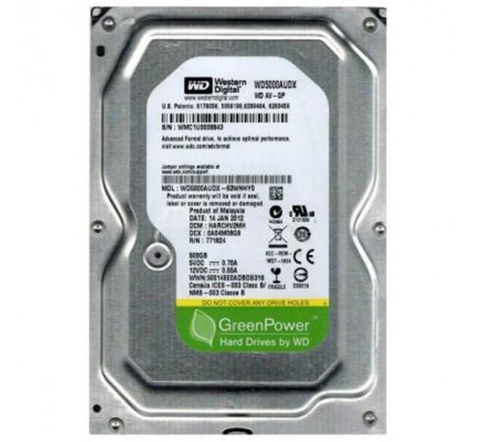 WD_ Накопичувач HDD SATA  500GB WD AV-GP 32MB (WD5000AVDS)_Refurbished