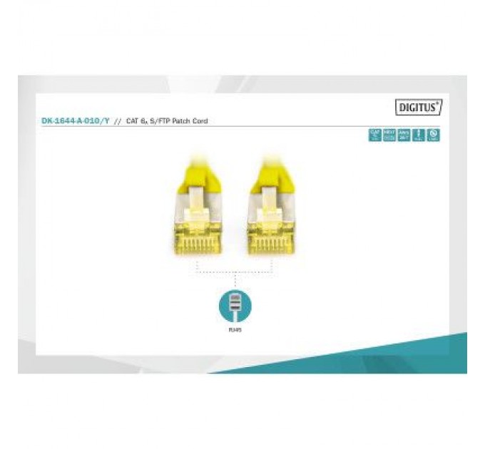 Digitus Патч-корд 1м, CAT 6a S-FTP, AWG 26/7, Cu, LSZH, yellow Digitus (DK-1644-A-010/Y)