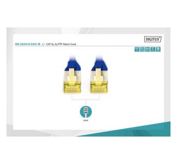 Digitus Патч-корд 1м, CAT 6a S-FTP, AWG 26/7, Cu, LSZH, blue Digitus (DK-1644-A-010/B)
