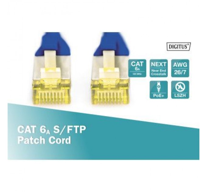 Digitus Патч-корд 1м, CAT 6a S-FTP, AWG 26/7, Cu, LSZH, blue Digitus (DK-1644-A-010/B)