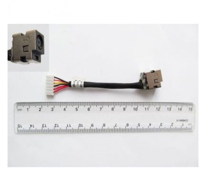 Универсальный Роз'єм живлення ноутбука з кабелем для HP PJ156 (7.4mm x 5.0mm + center pin), 6-pin, Универсальный (A49040)