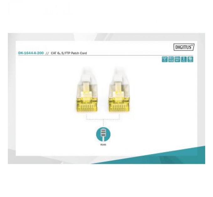 Digitus Патч-корд 20м, CAT 6a S-FTP, AWG 26/7, Cu, LSZH, gray Digitus (DK-1644-A-200)
