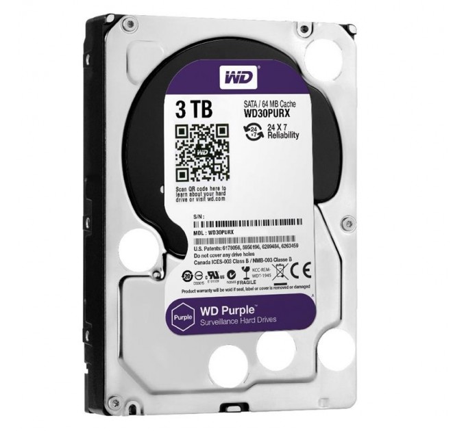 WD Накопитель HDD SATA 3.0TB WD Purple 5400rpm 64MB (WD30PURX) Refurbished