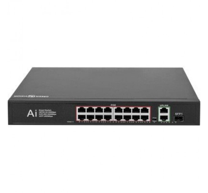 Greenvision Комутатор мережевий Greenvision GV-010-D-16+2 PG+1 SFP (GV-010-D-16+2PG+1SFP)
