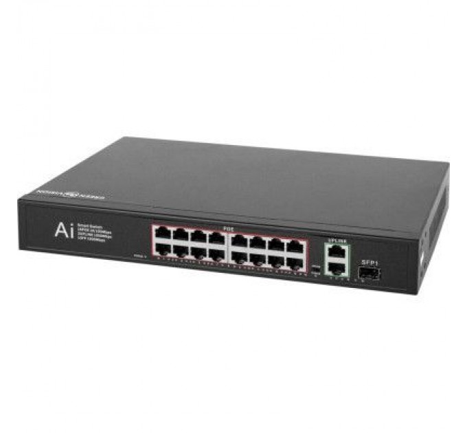 Greenvision Комутатор мережевий Greenvision GV-010-D-16+2 PG+1 SFP (GV-010-D-16+2PG+1SFP)