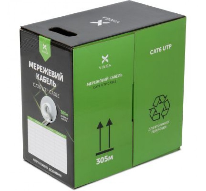 Vinga Кабель мережевий Vinga UTP Cat6 CCA 4 pairs 305 m (VCDCU6CA305)