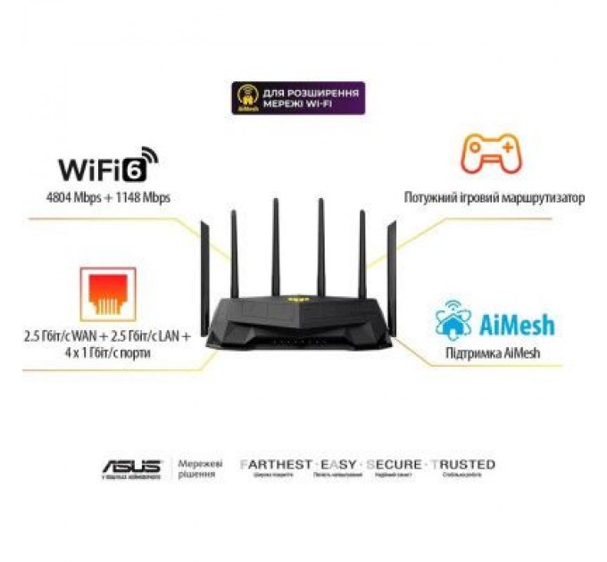 ASUS Маршрутизатор ASUS TUF-AX6000 (90IG07X0-MO3C00)